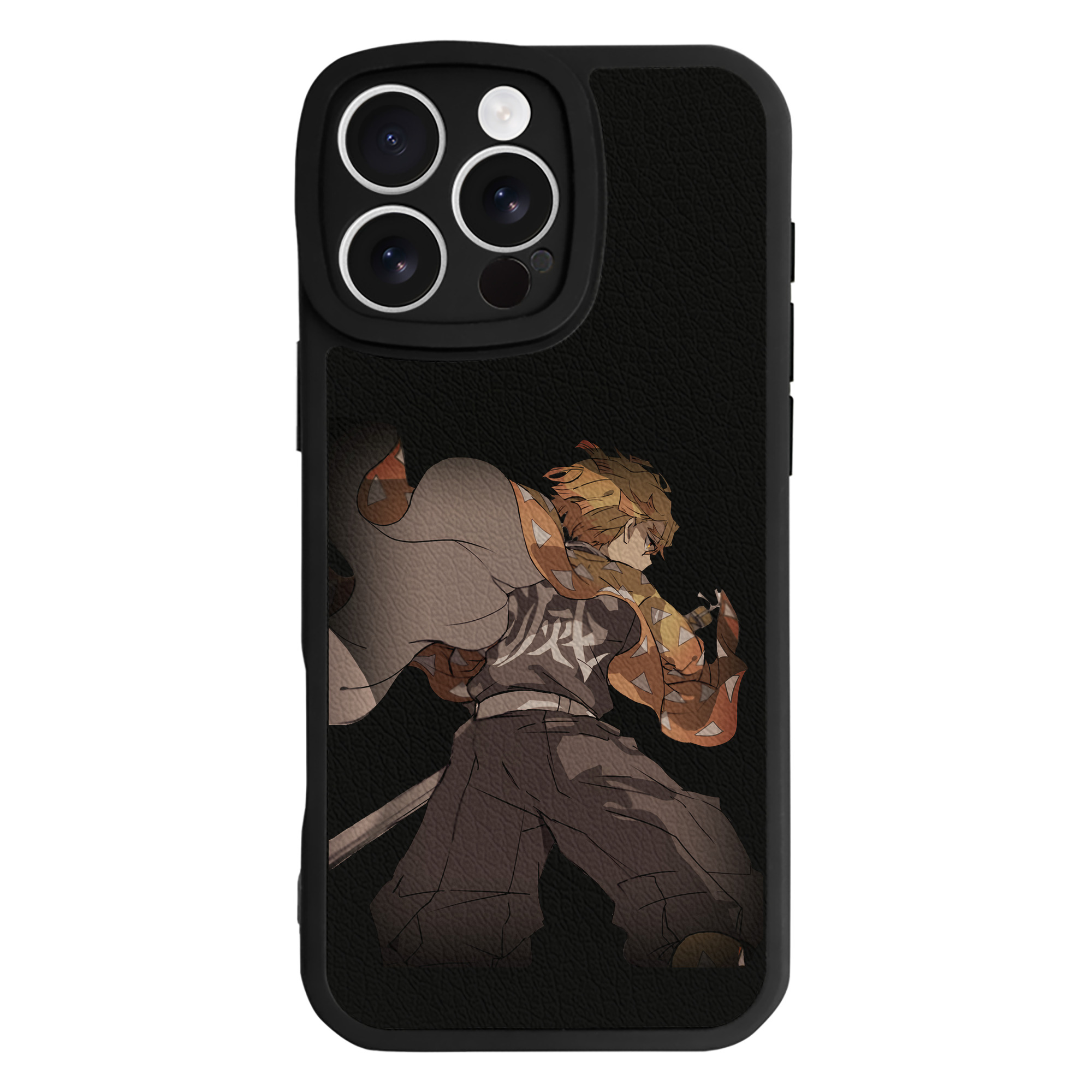 （画像用） 鬼滅の刃（きめつのやいば）我妻 善逸／あがつま ぜんいつ Agatsuma Zenitsu 【iPhone 16シリーズ対応】シリコンスマホケース（レザー調） 材質：シリコン